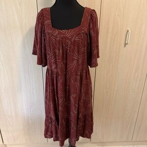 Maurices Brown Midi Dress with Pattern